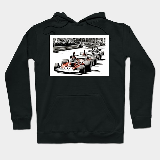 Clay Regazzoni & Niki Lauda. Ferrari 312B3. Monaco Hoodie by oleynik